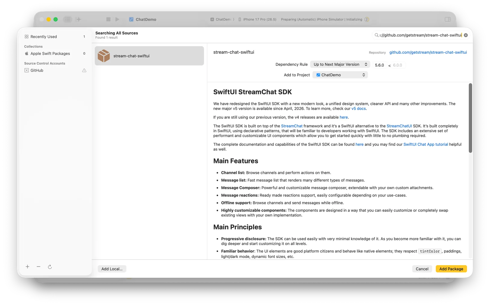 Screenshot showing the SPM setup