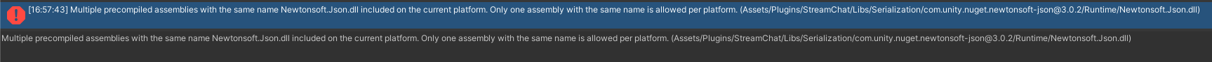 Unity console Json conflict