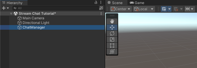 Create new game object