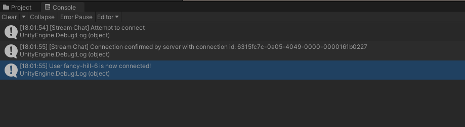 Valid connection with the Stream Server