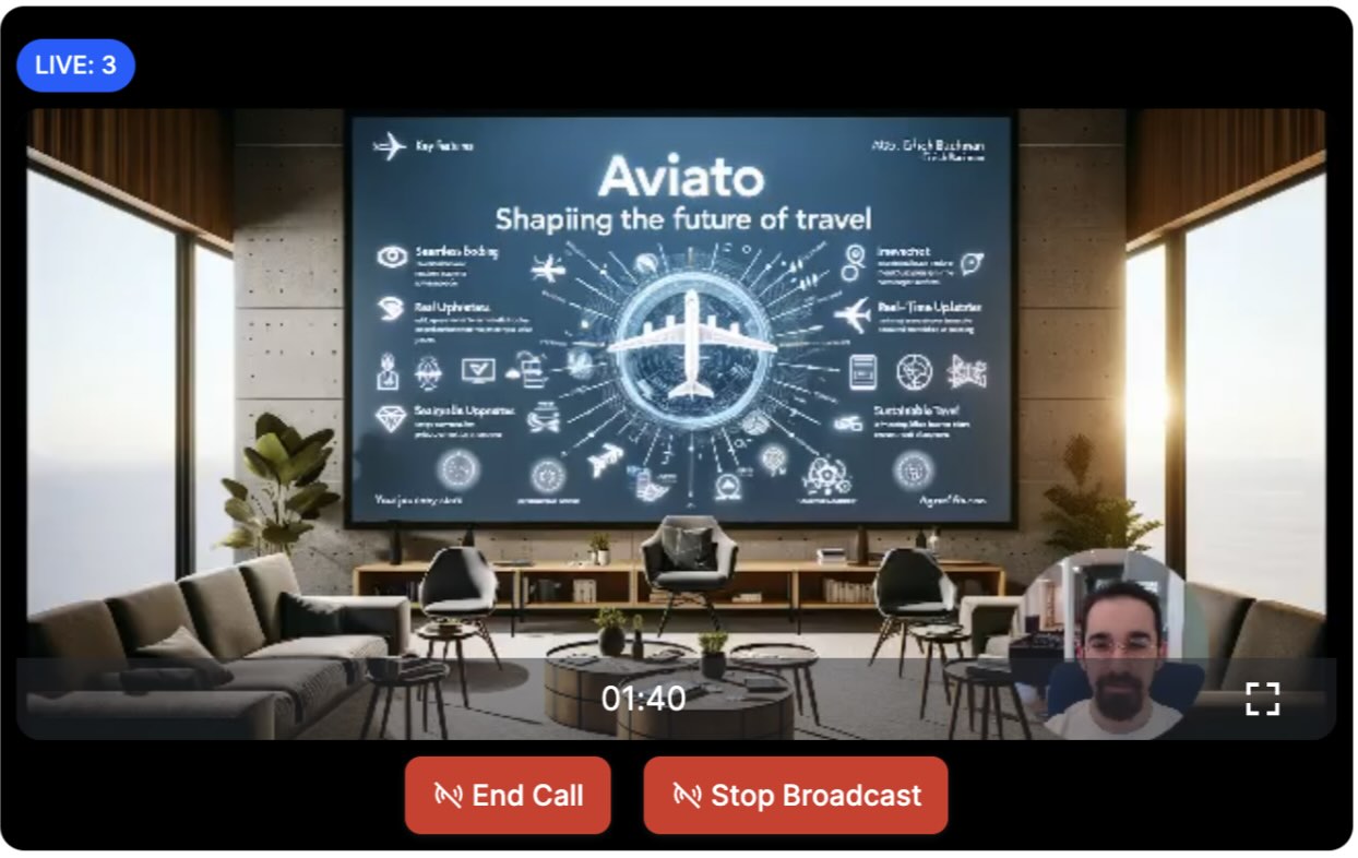 Screenshot shows livestream that is live