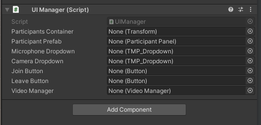 UI Manager script attached to a game object