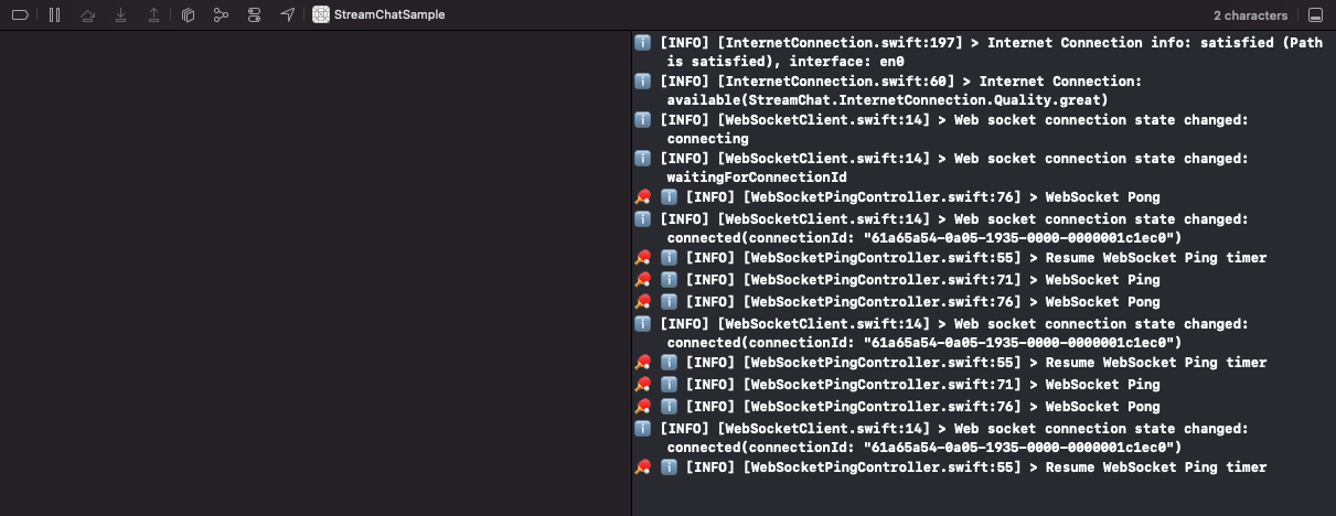 Screenshot shows Xcode with the customized logs in the console