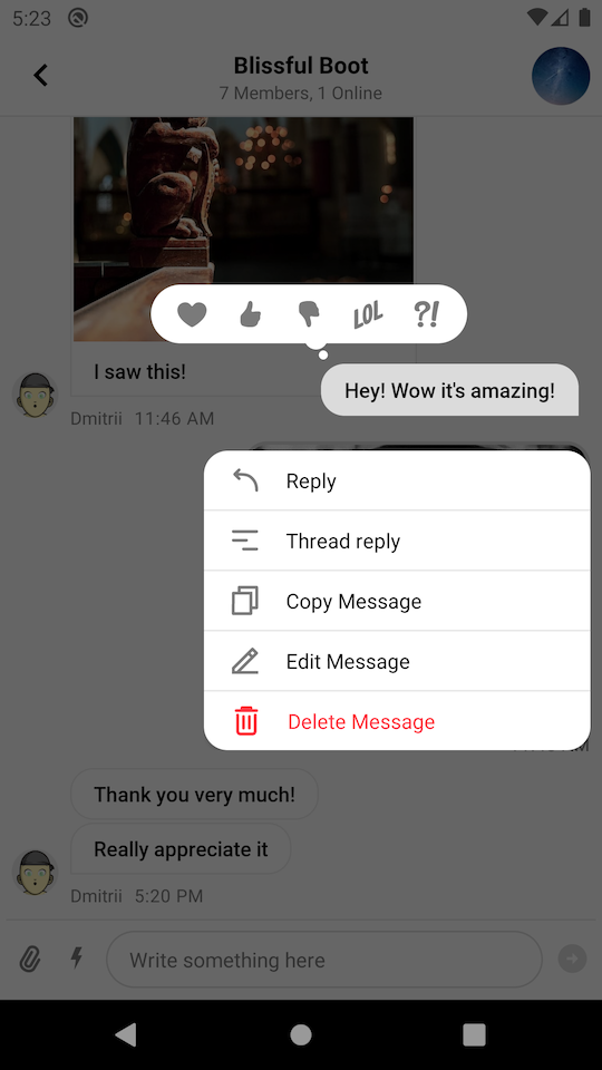 message list options before