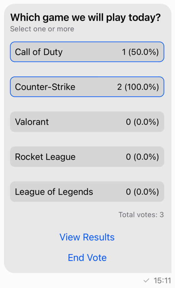 Screenshot showing custom poll option list item view