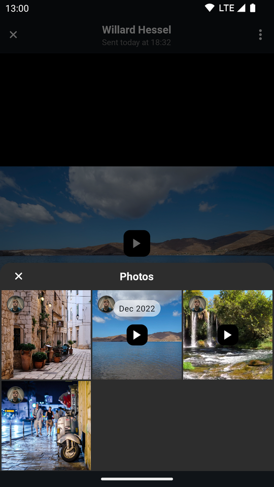 Custom Image and Video Attachment Gallery with Overview Dark Mode