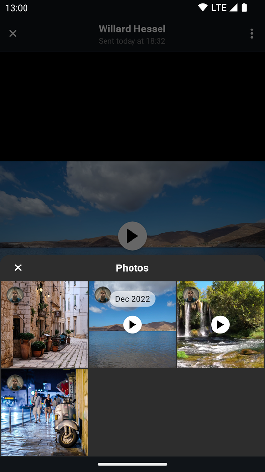 Default Image and Video Attachment Gallery with Overview Dark Mode