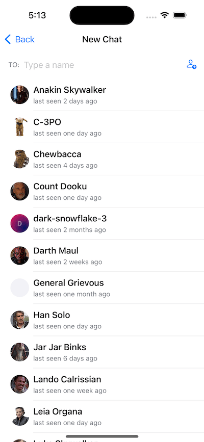 Screenshot showing the UI for searching users
