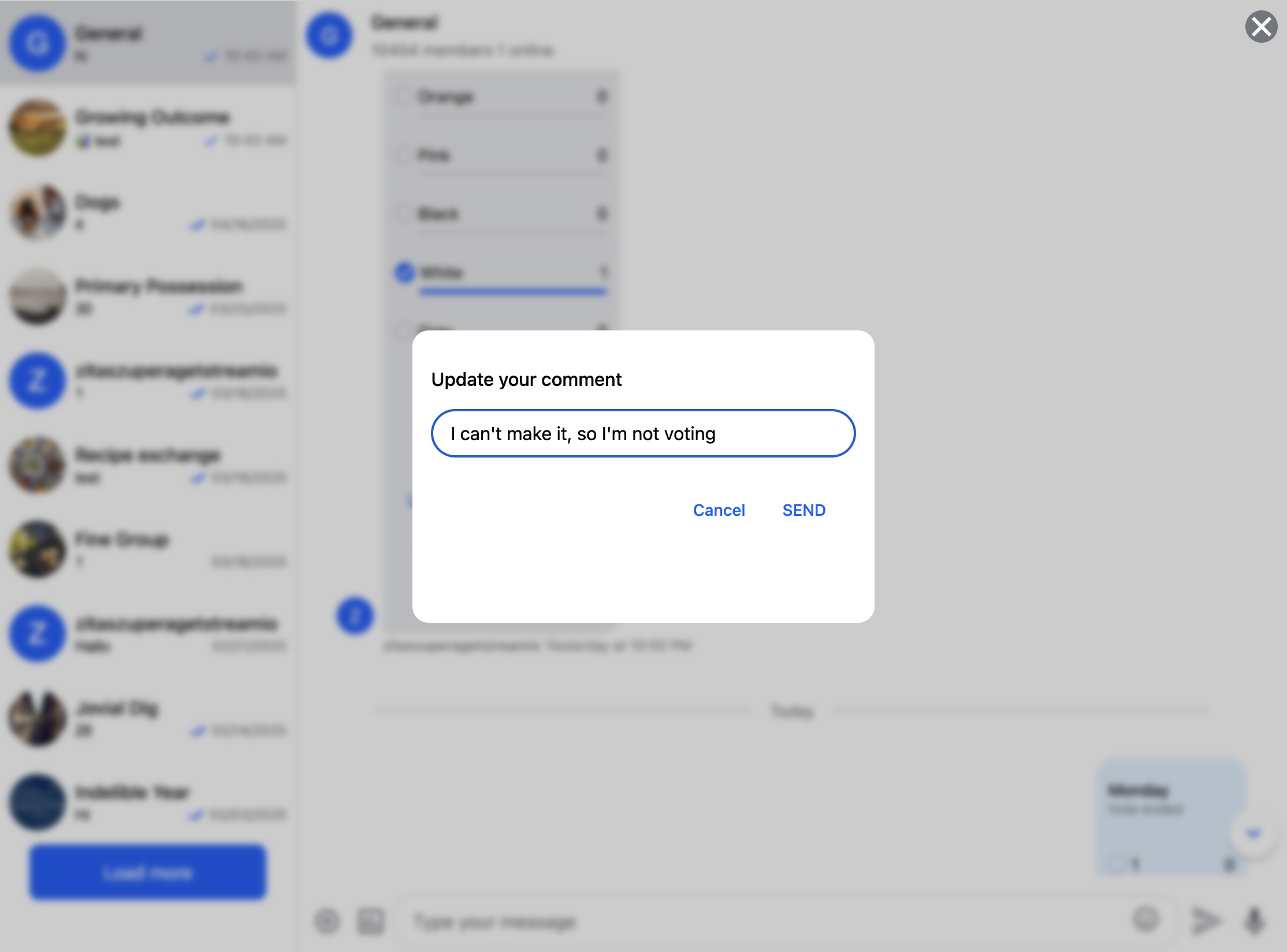 Upsert poll answer Screenshot