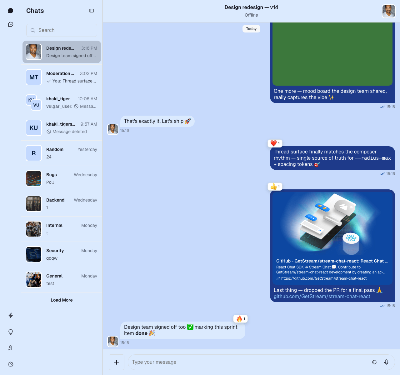 Stream Chat CSS Chat UI Theme Customization