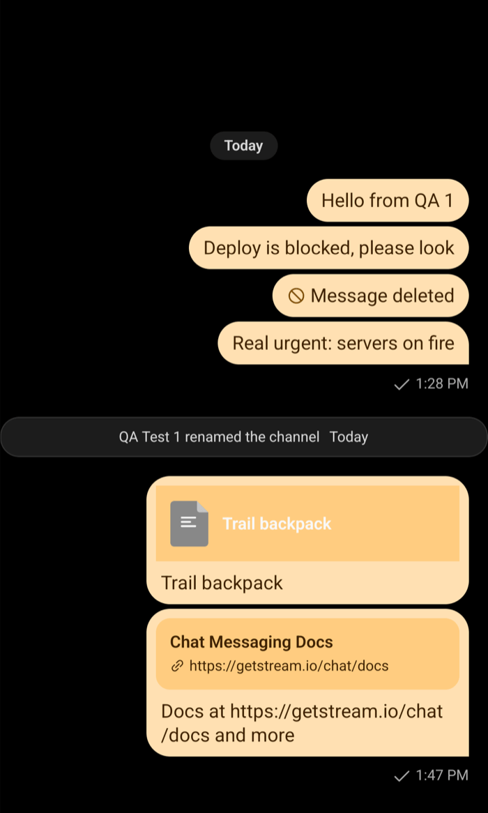 Light orange outgoing bubbles in dark mode on Android