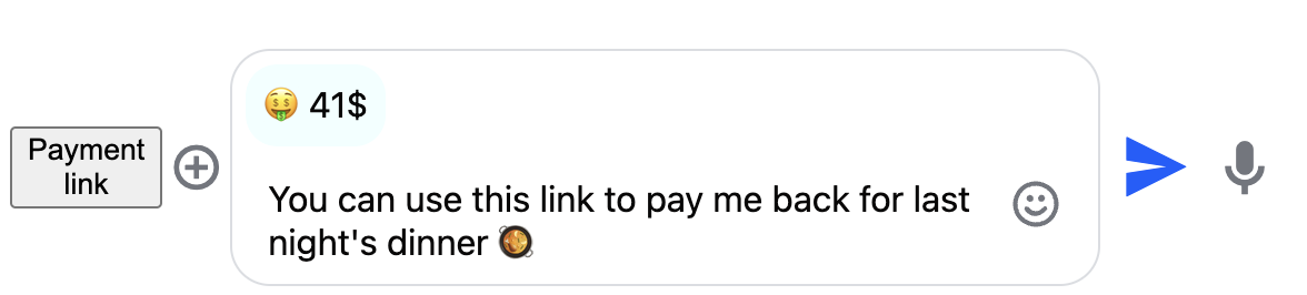 Payment preview in message input