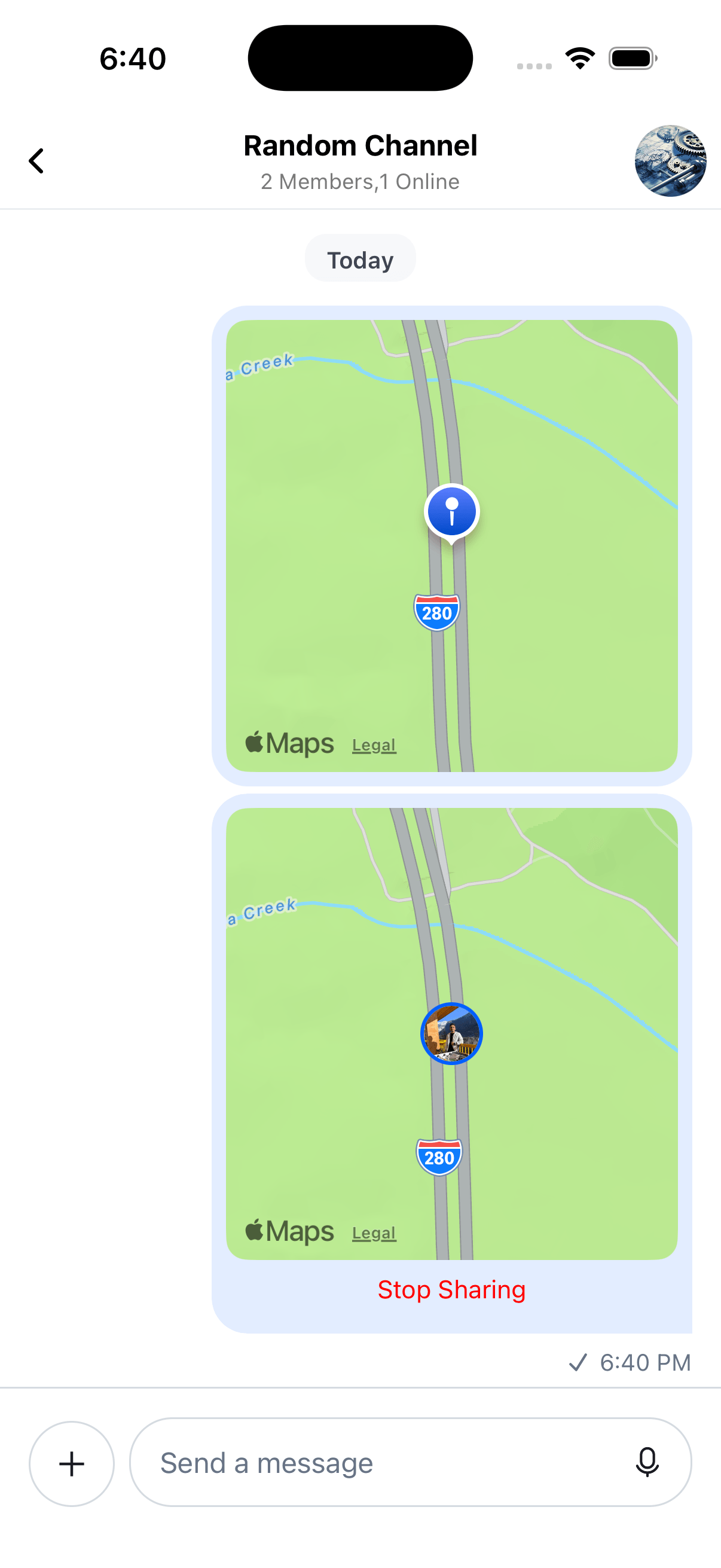 Preview of message location