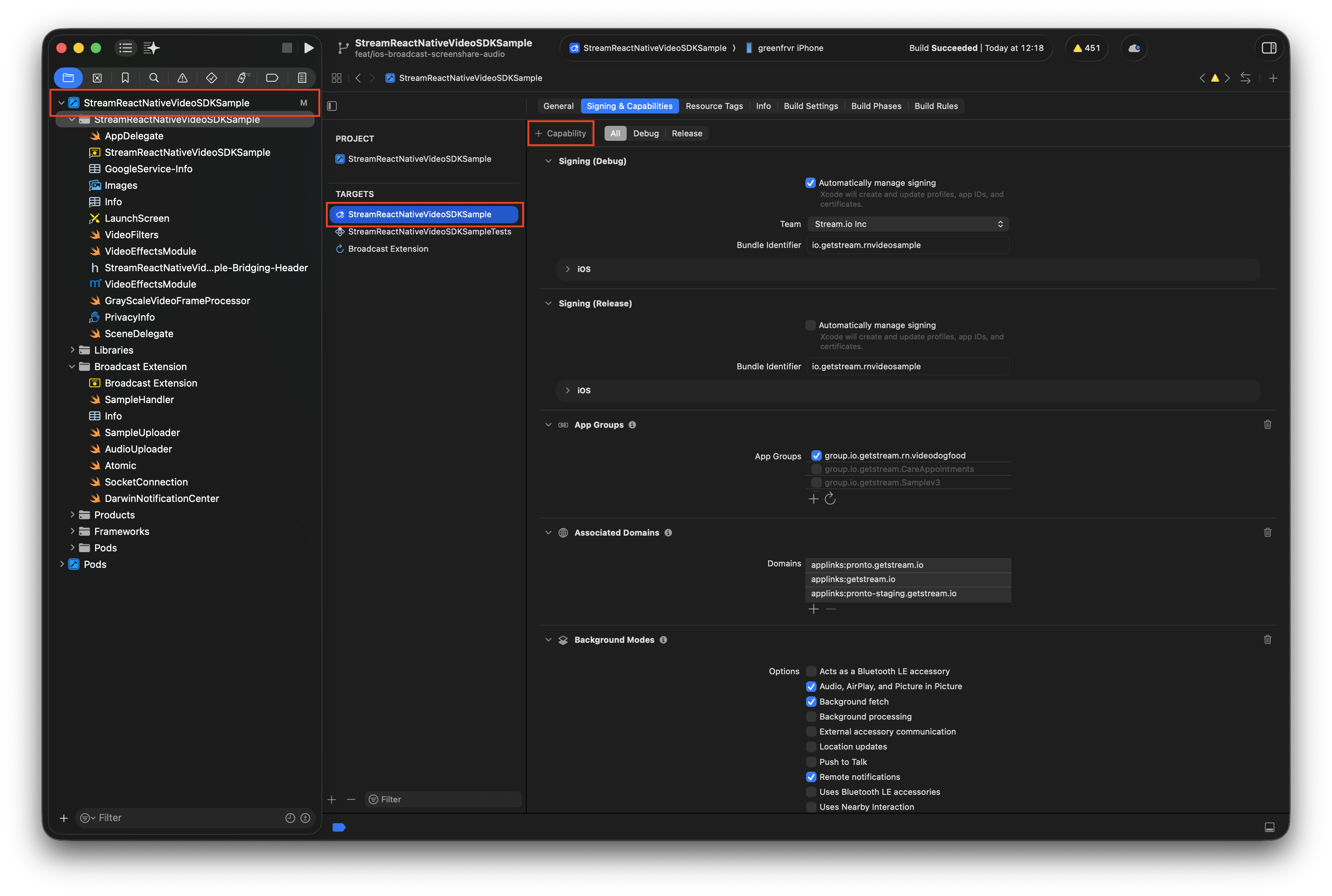 Preview of adding App Groups Capability