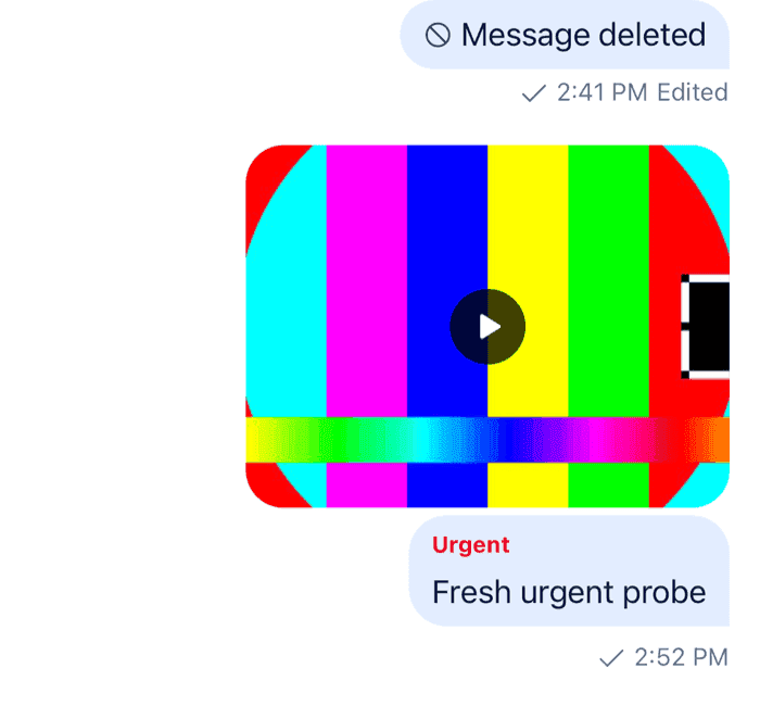 An outgoing message with a red Urgent label above its text inside the bubble on iOS