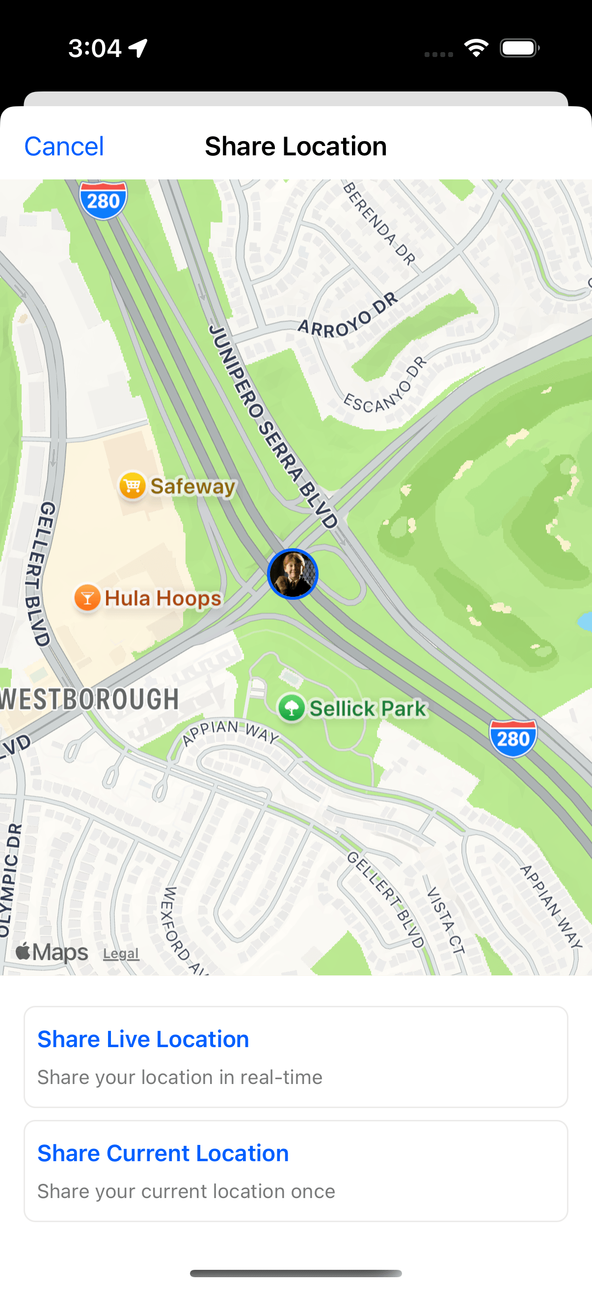 Preview of create location modal