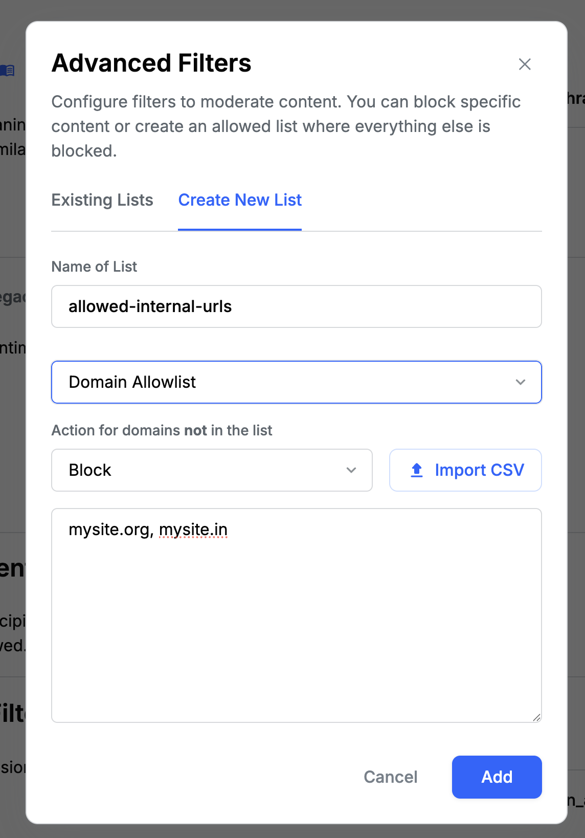 Domain Allowlist Filters