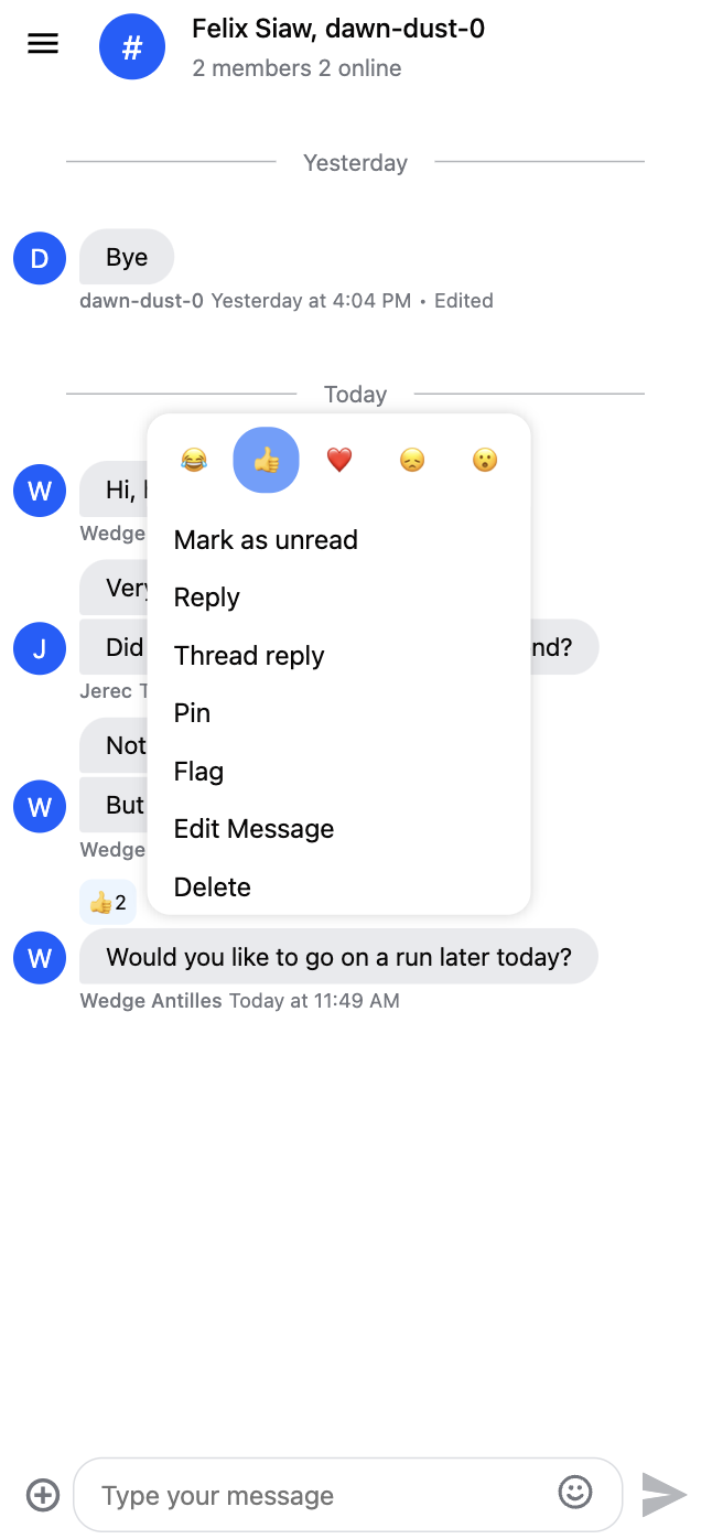 Message Reactions Selector Screenshot