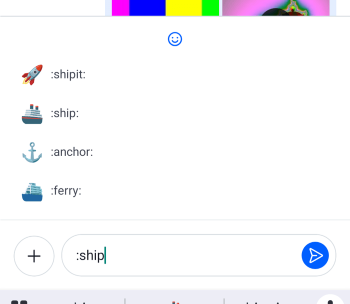 Emoji suggestions with each emoji followed by its shortcode on Android