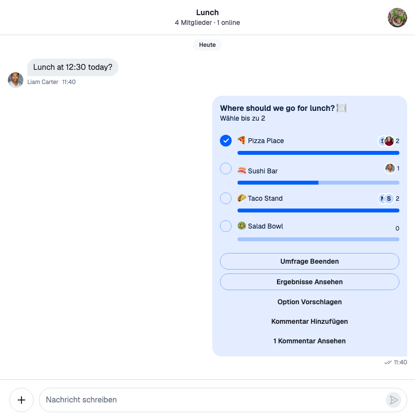 The same UI in German