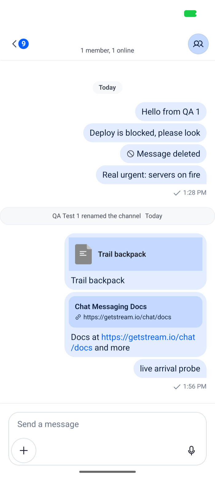 A composer with the text input on top and the attach and record buttons below it on Android