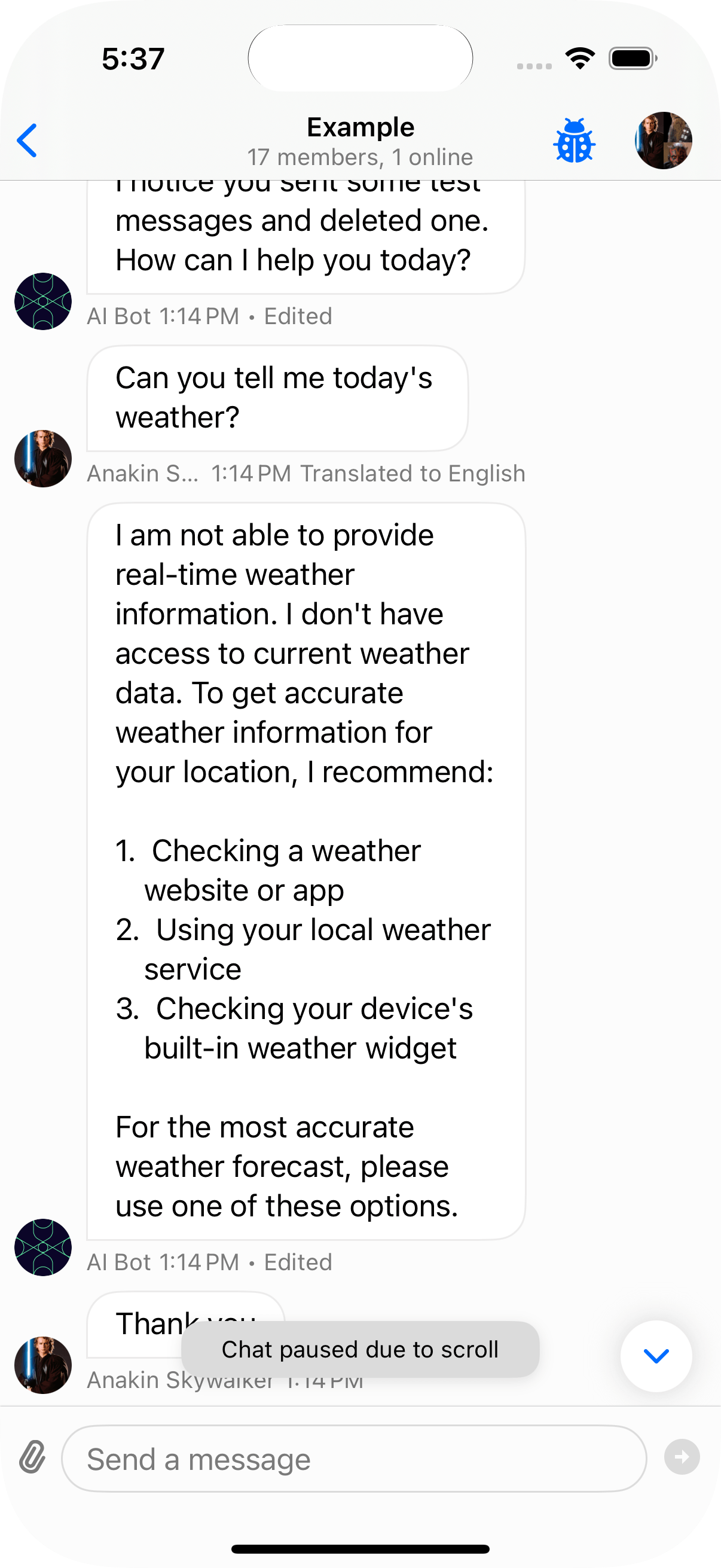 Livestream Chat Paused