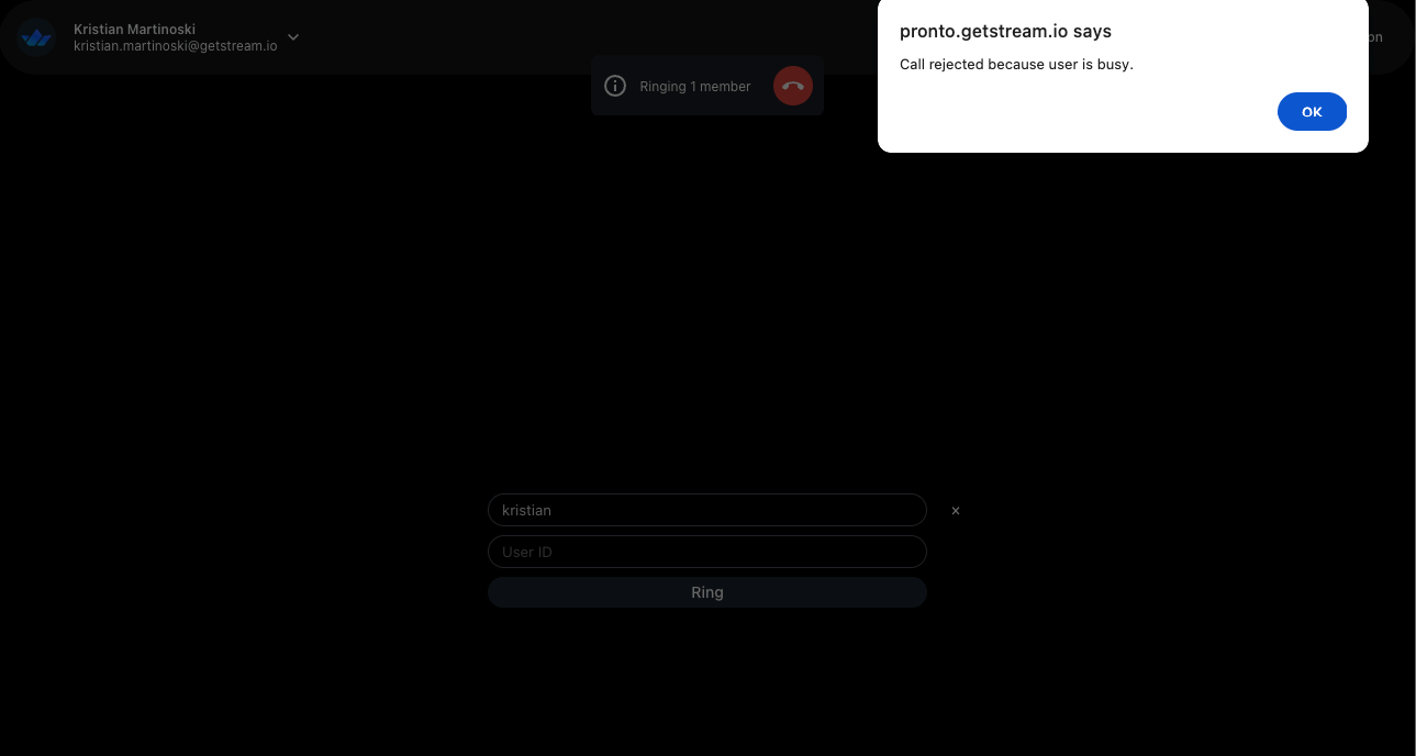 Call rejected when busy
