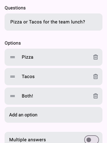 Screenshot showing polls icon in the composer