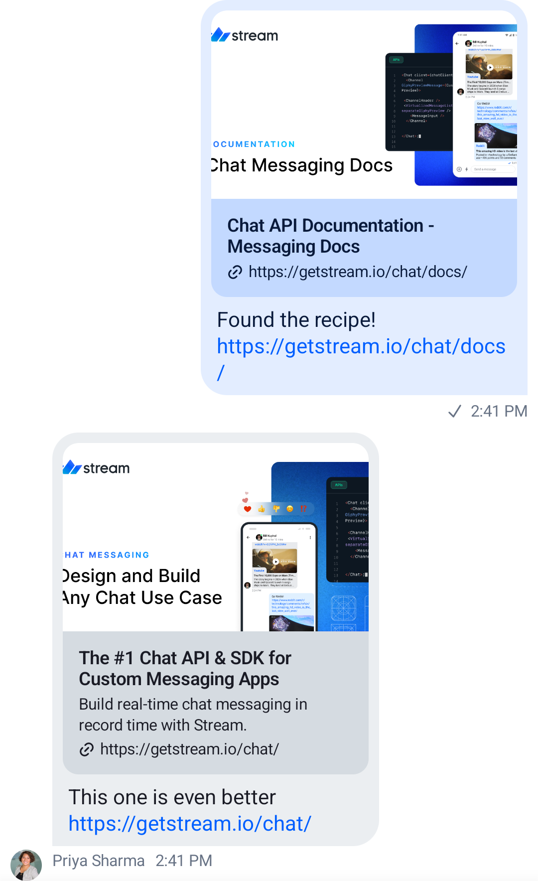 Default Message Link Style