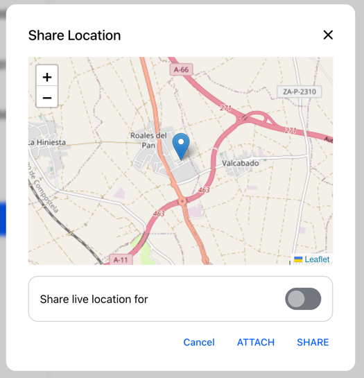 ShareLocationDialog with map