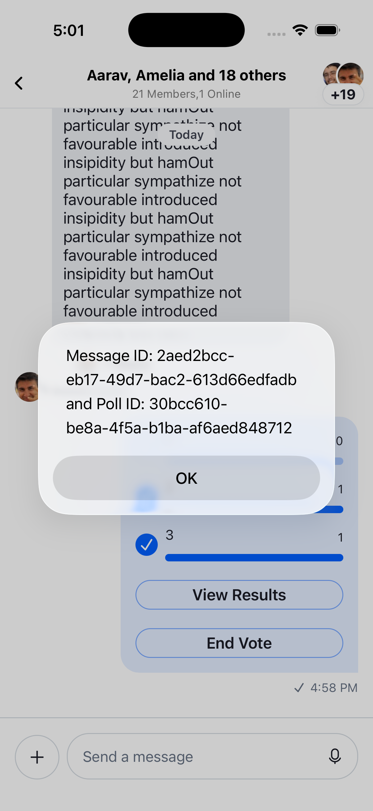 Poll with View Results alert