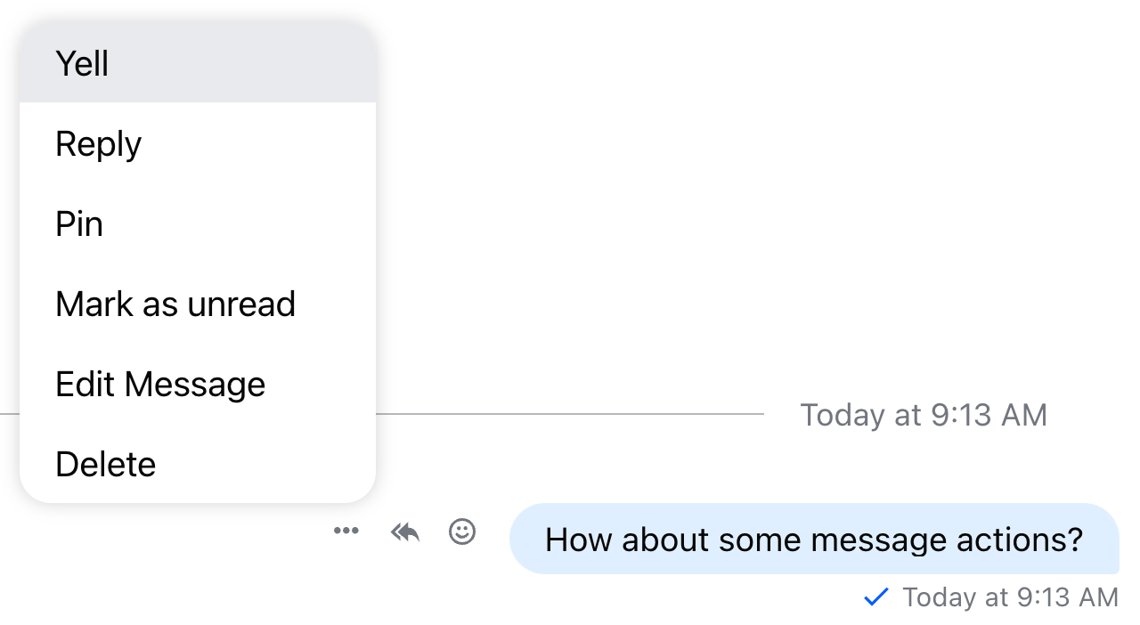Preview of the Custom Message Action