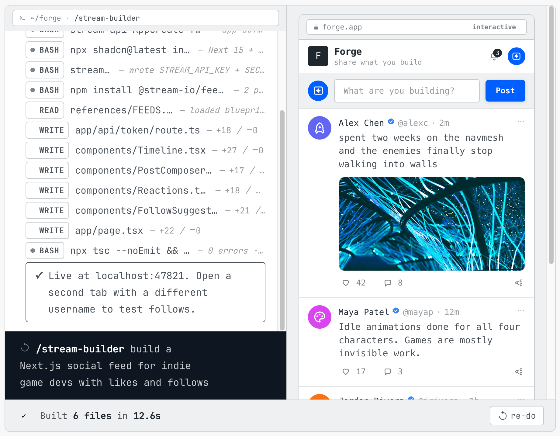 A feeds-based social app scaffolded by /stream-builder