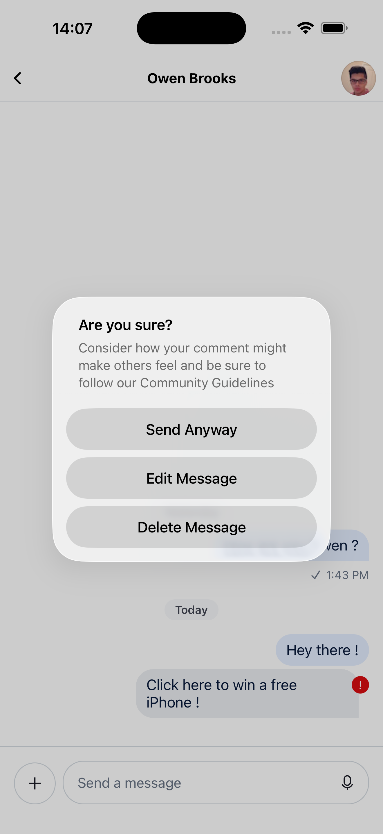 Bounced message actions