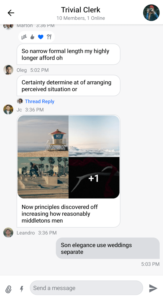 Default MessagesScreen component