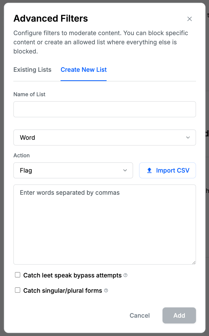 Create a new Blocklist