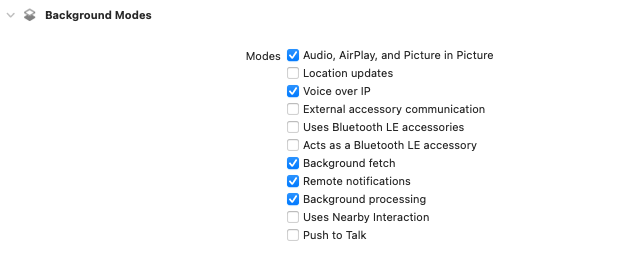 Background modes