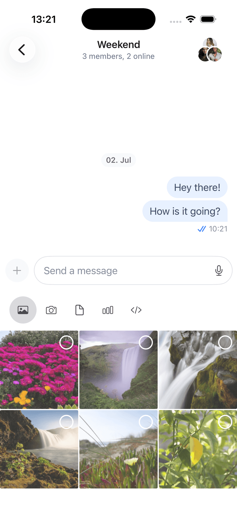 Screenshot of the message composer.