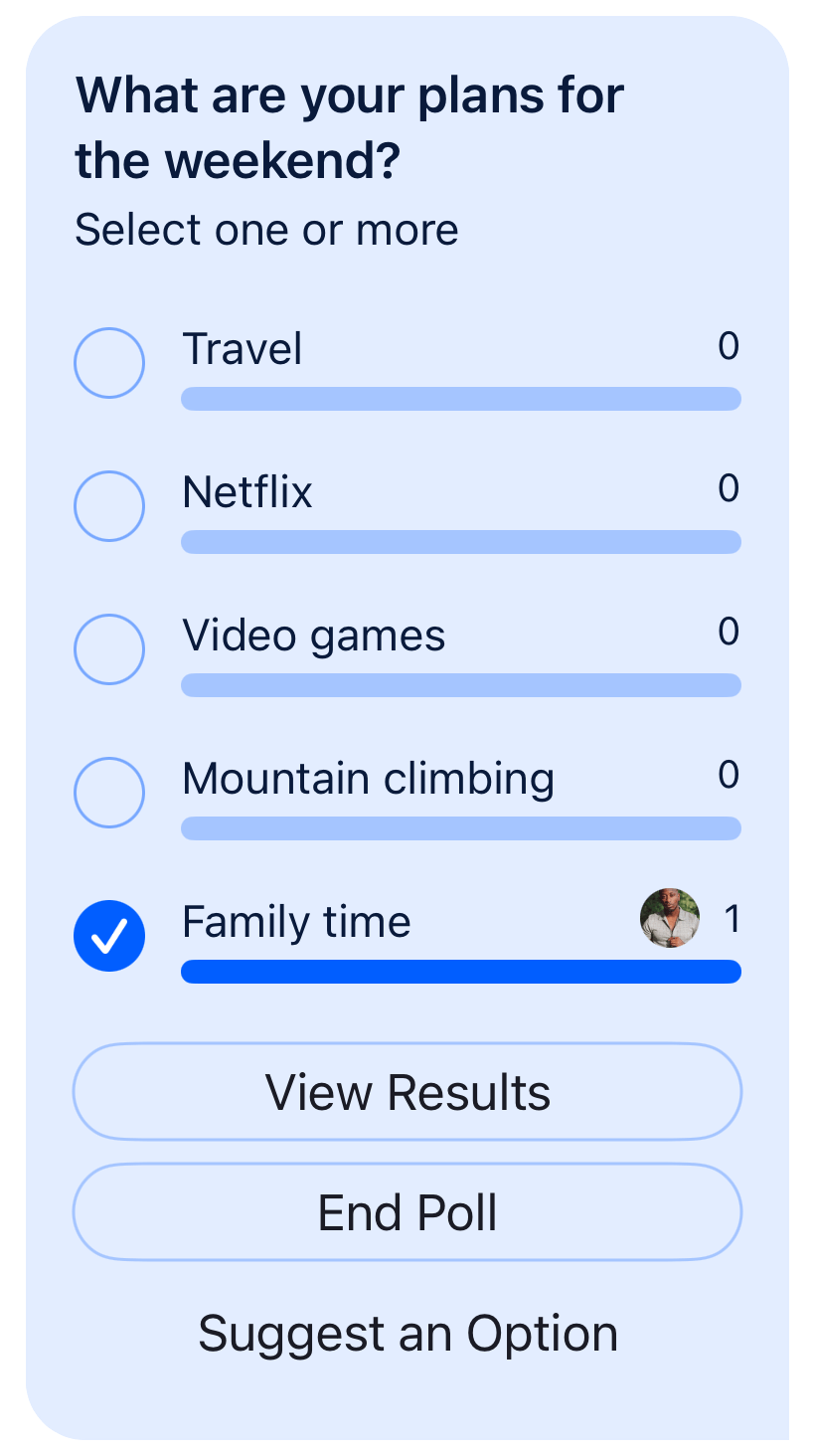 Screenshot showing poll attachment view