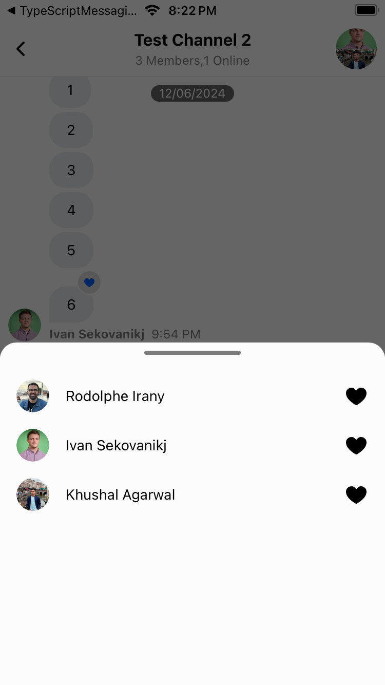 Message User Reactions customization