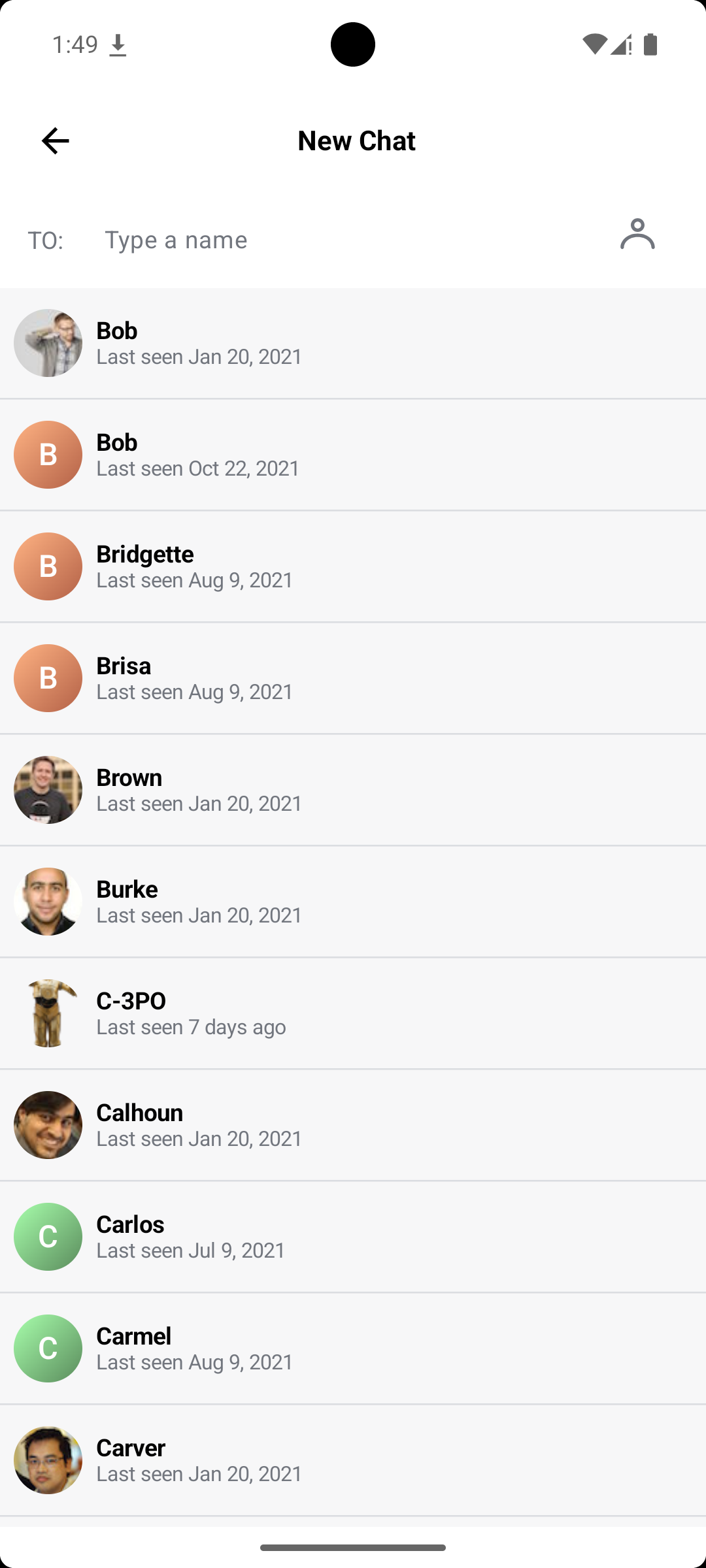 Screenshot showing the UI for searching users