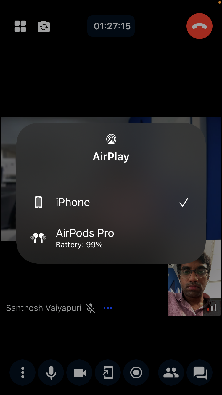 Preview of the iOS audio route picker