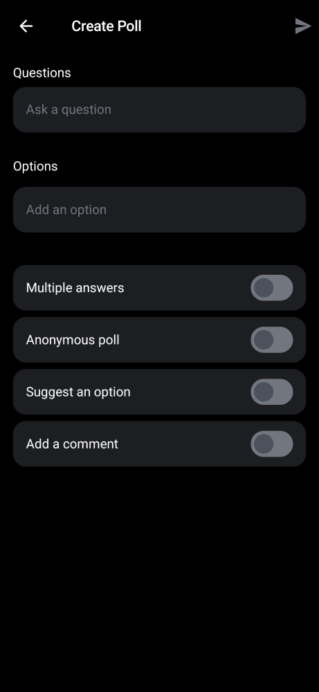 Poll Creation Dark