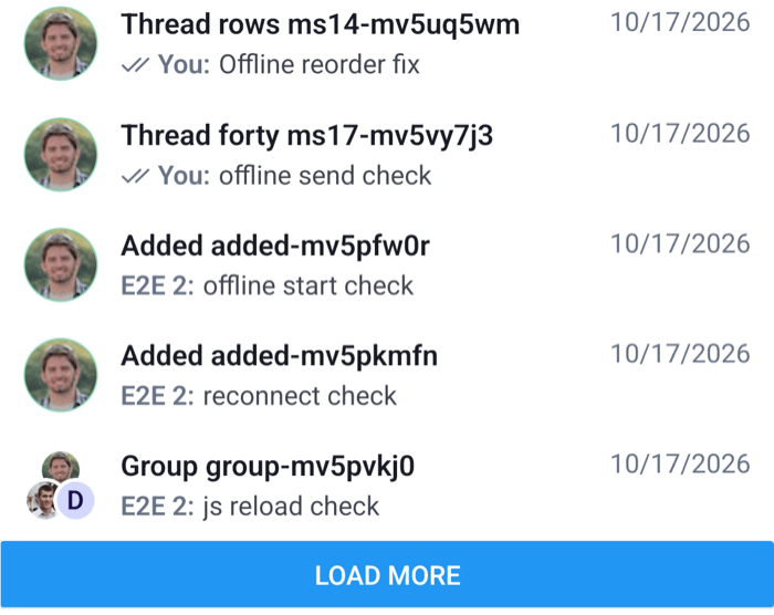The end of a channel list with a Load more button below the last row on Android