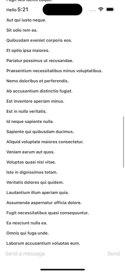 Screenshot of the custom message list.