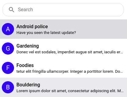 Image of an inactive search bar state with an app menu
