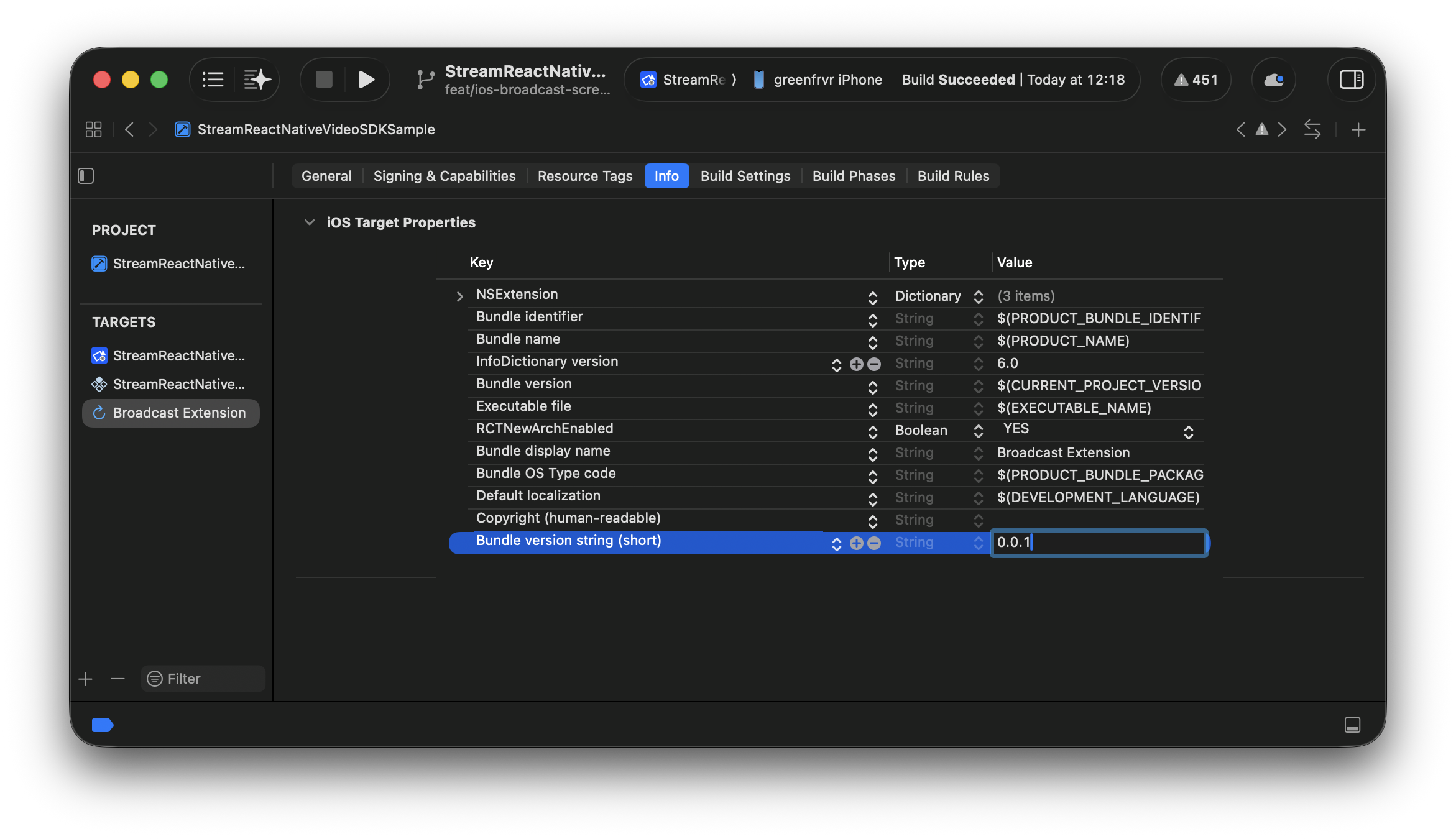 Preview of Info of the broadcast extension