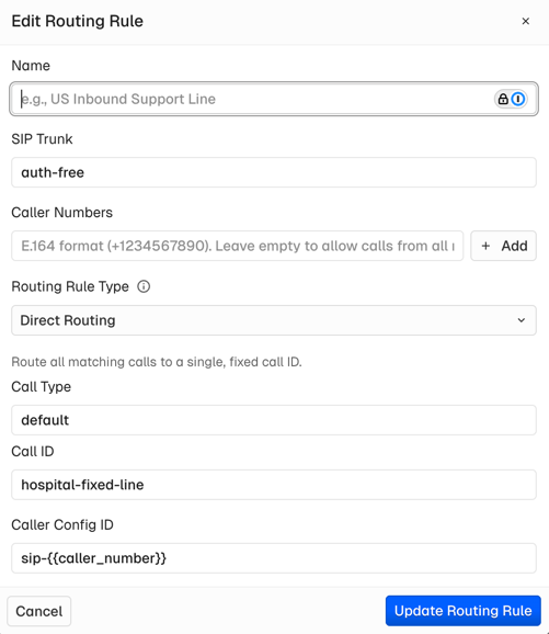 Fixed Call ID routing