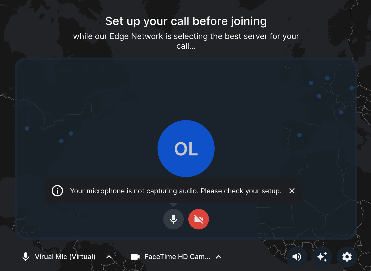 Default UI of MicCaptureErrorNotification component