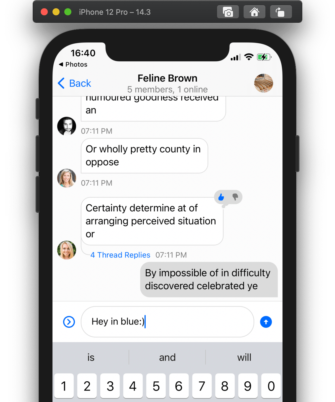 Chat UI with default tint color
